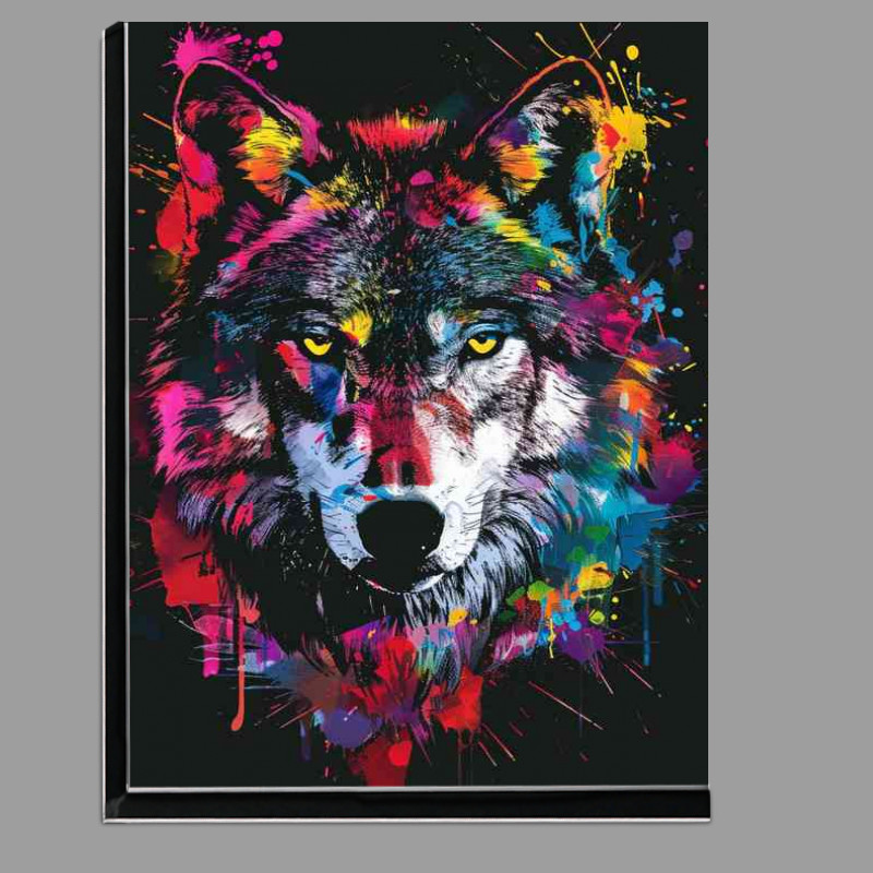 Buy Di-Bond : (Dark wolfs face with colour paint splashes)