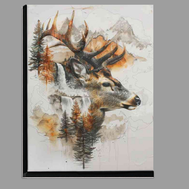 Buy Di-Bond : (Deer head with antlers and mountains)