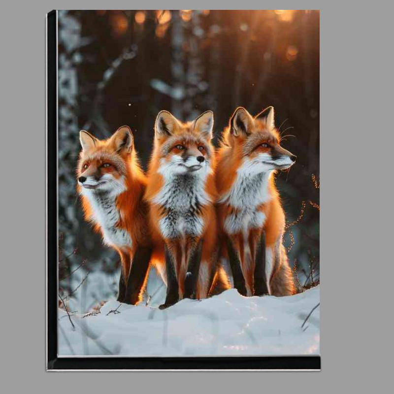 Buy Di-Bond : (Foxes in the snow sitting)