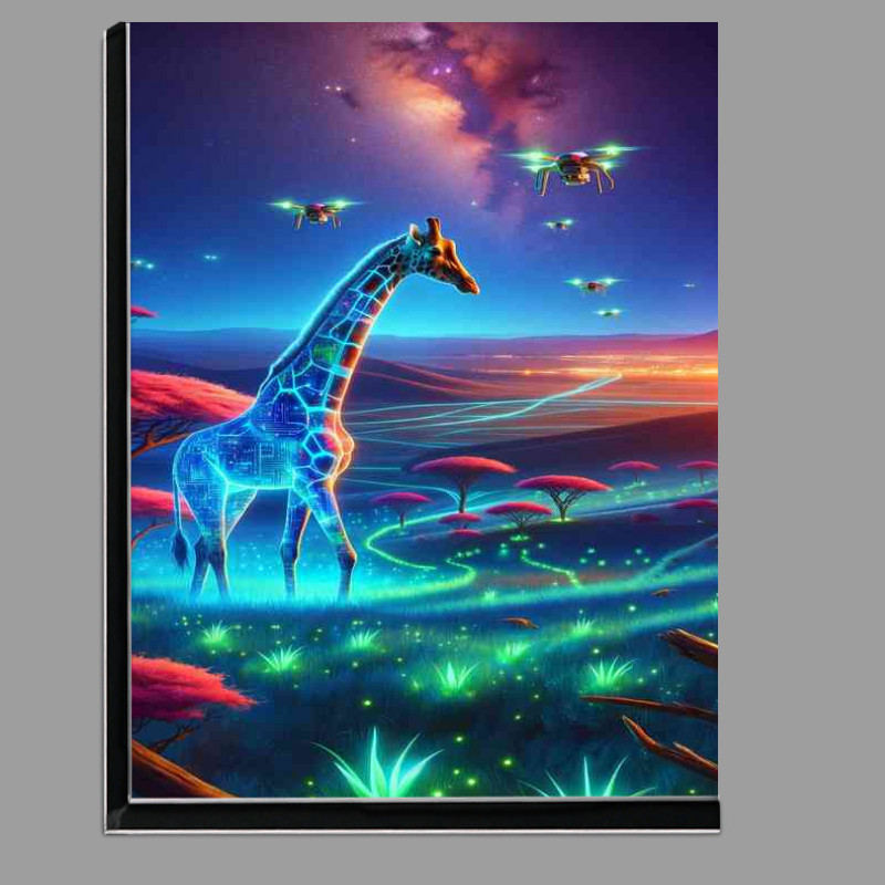 Buy Di-Bond : (Futuristic giraffe with a transparent illuminated neck)