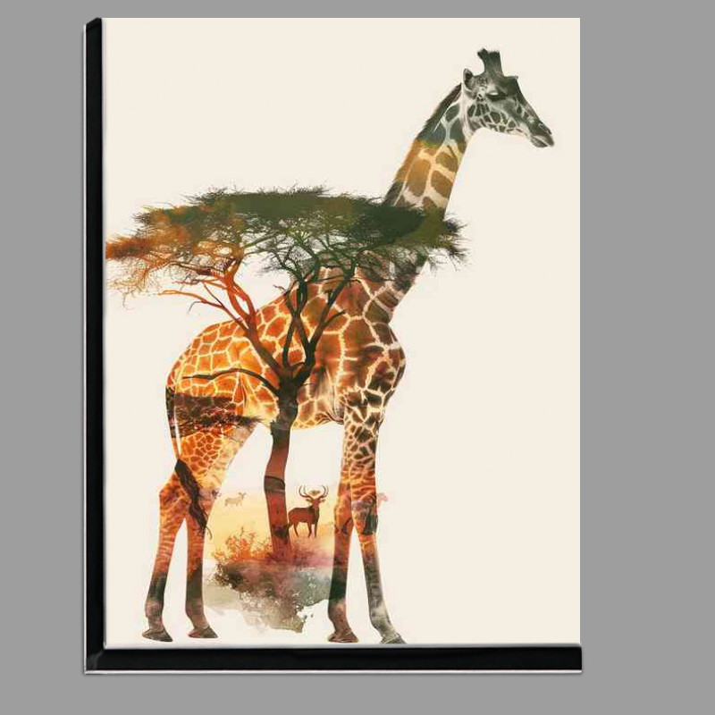 Buy Di-Bond : (Giraffe and trees in double exposure)