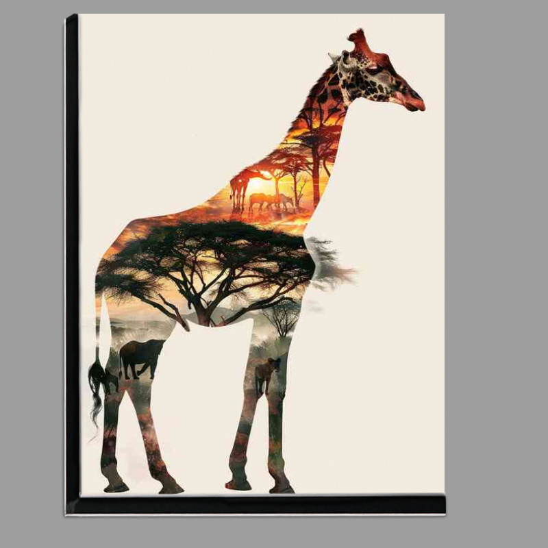Buy Di-Bond : (Giraffe in double exposure with trees)