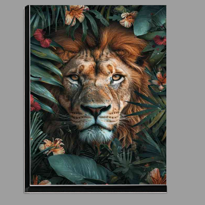 Buy Di-Bond : (Jungle lion through the flowers)