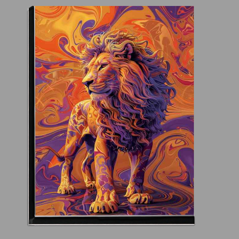 Buy Di-Bond : (Lion standing on an orange and purple)