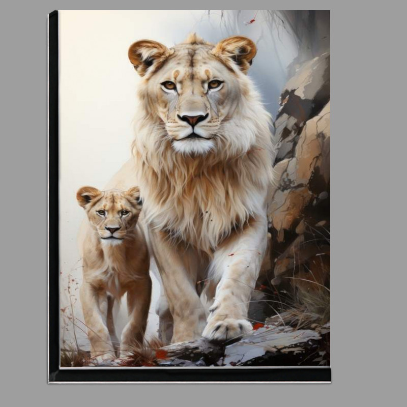 Buy Di-Bond : (Lioness and her cub in white)