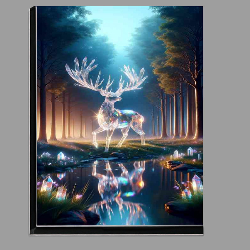 Buy Di-Bond : (Majestic Deer made of clear quartz crystals in a twilight grove)