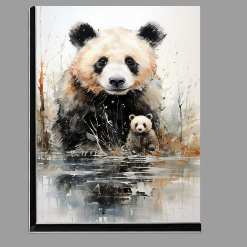 Buy Di-Bond : (Mumand baby panda by the lake)