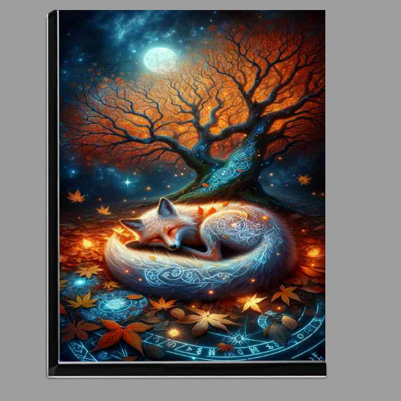 Buy Di-Bond : (Mystical Fox adorned with autumn leaves and glowing runes)