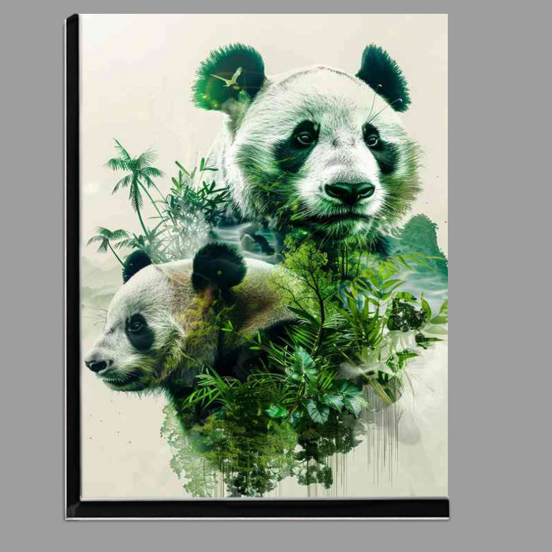 Buy Di-Bond : (Pandas in jungle double exposure)