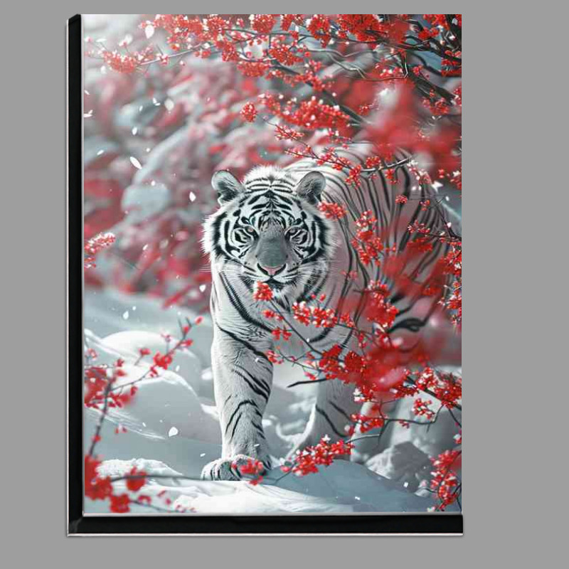 Buy Di-Bond : (Red Blossom tree with a white Tiger)