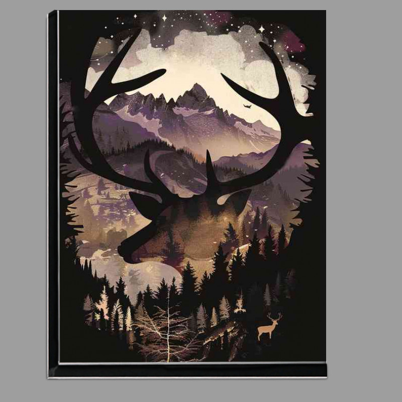 Buy Di-Bond : (Silhouette of a Deer in the woods)