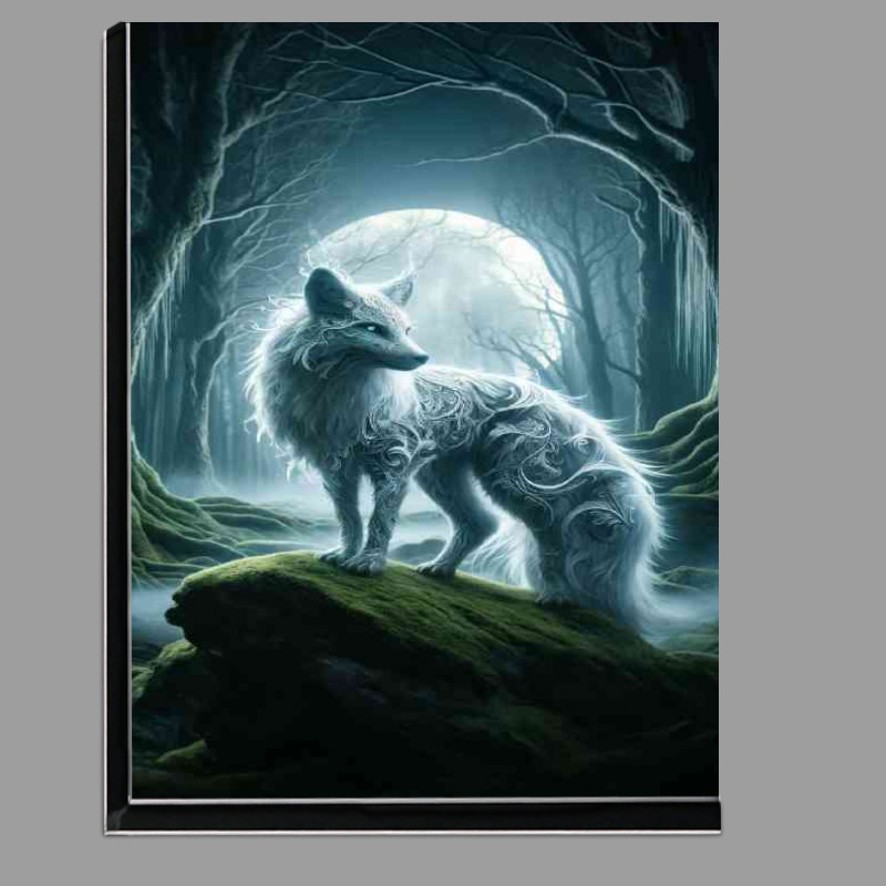Buy Di-Bond : (Silver fox with intricate fur patterns glowing softly in a moonlit forest)