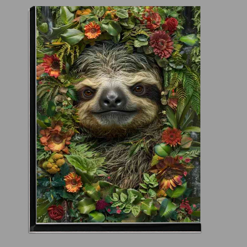 Buy Di-Bond : (Sloths face with flowers and foliage)