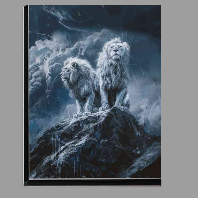 Buy Di-Bond : (Two white lions standing on a rock)