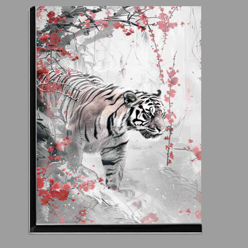 Buy Di-Bond : (White Tiger surrounded by blossom trees)
