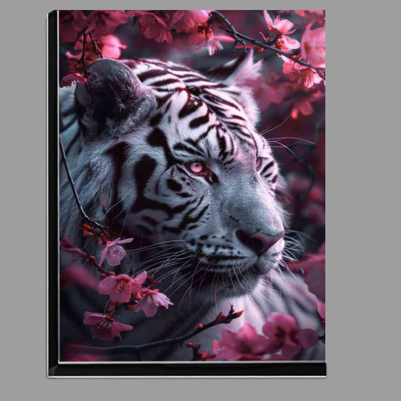 Buy Di-Bond : (White tiger with pink flowers)