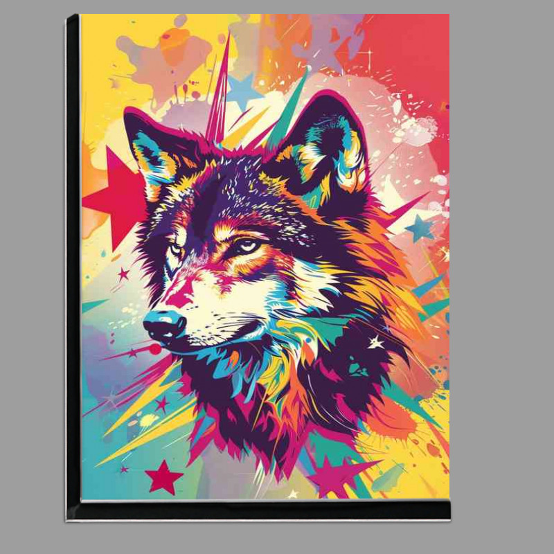 Buy Di-Bond : (Wolf head with colorful stars)
