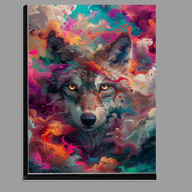 Buy Di-Bond : (Wolf with big eyes and colourful clouds)