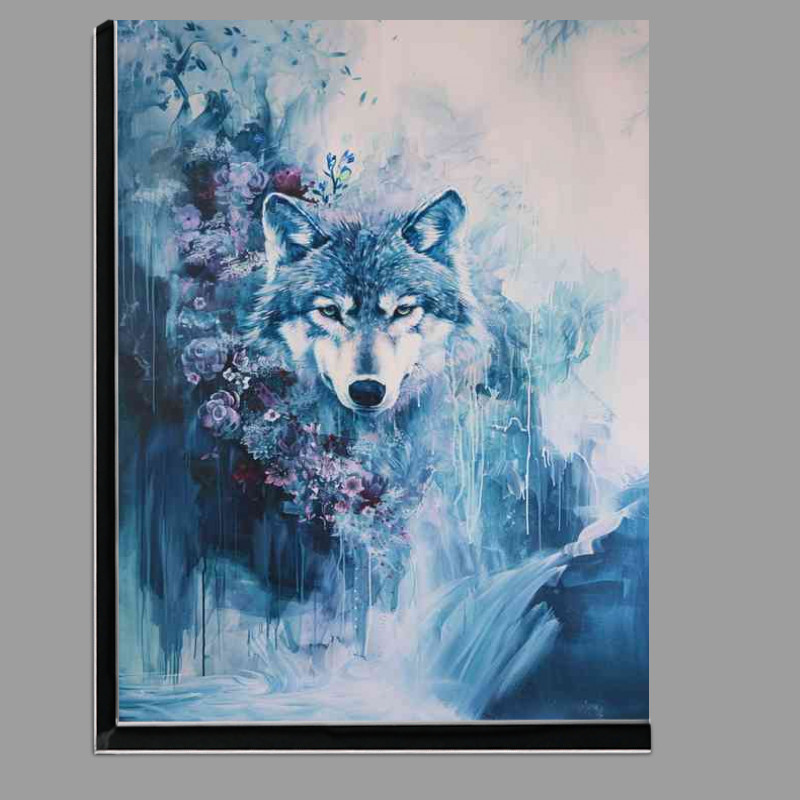 Buy Di-Bond : (Wolf with flowers in a waterfall)