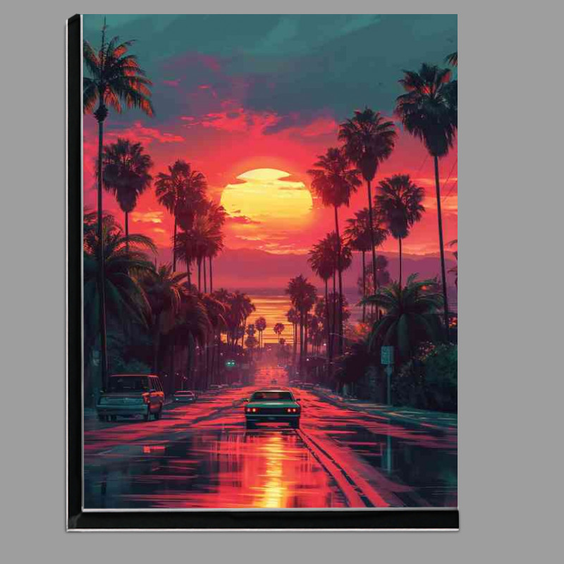 Buy Di-Bond : (Car drives down road amidst palm trees and at sunset)