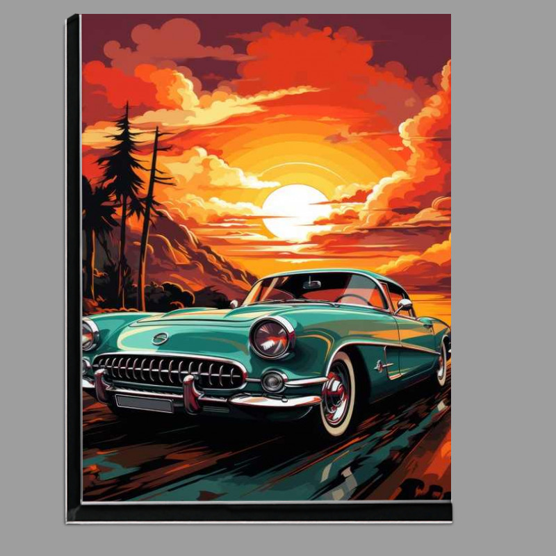 Buy Di-Bond : (The Green painted cadilac with sunset)