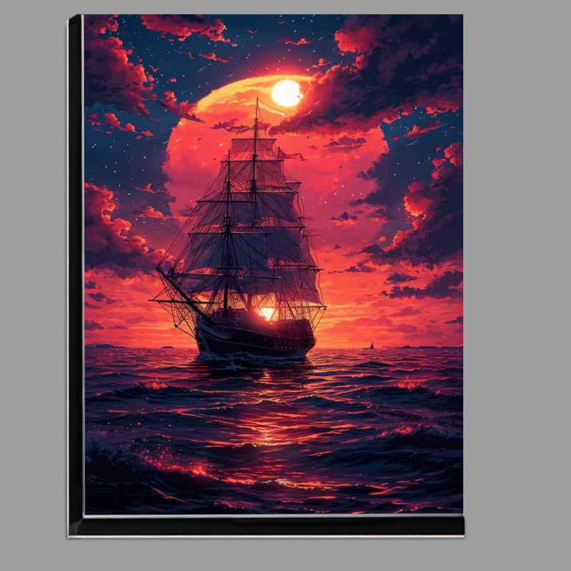 Buy Di-Bond : (Red Sunset and sailing ship)