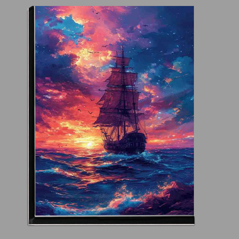 Buy Di-Bond : (Seascape with a pirate ship at dusk)