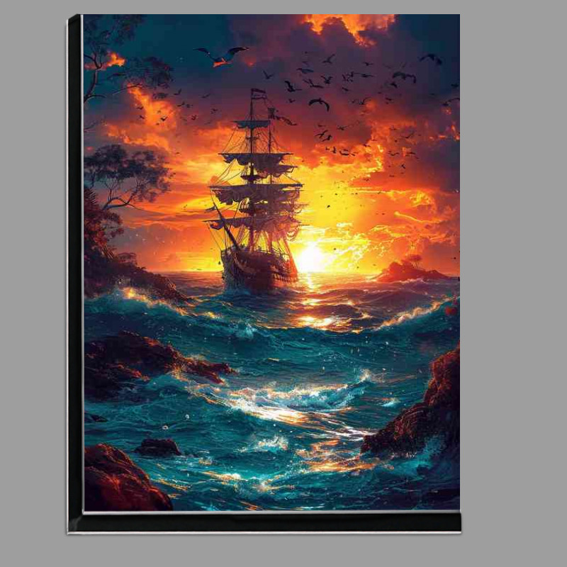 Buy Di-Bond : (Seascape with a pirate ship in the ocean)