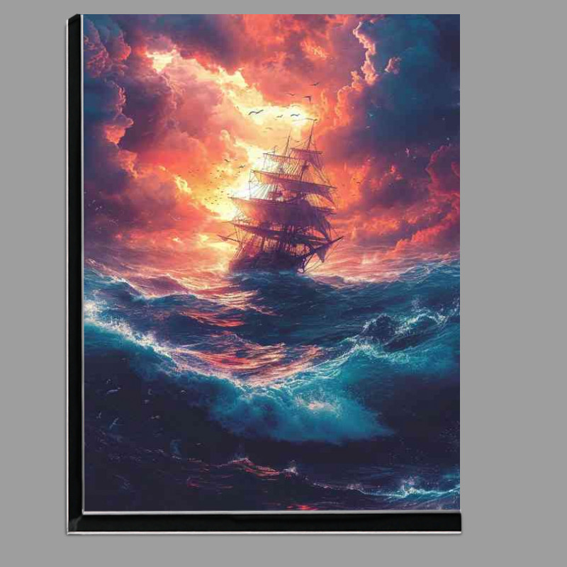 Buy Di-Bond : (Seascape with rough sea and a pirate ship)