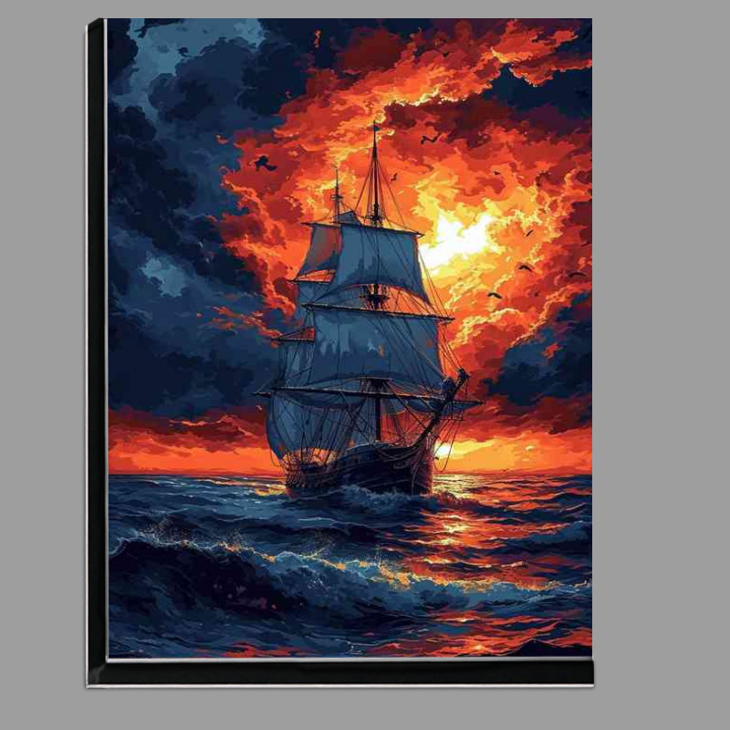Buy Di-Bond : (Sunset with a ship on the rough sea)