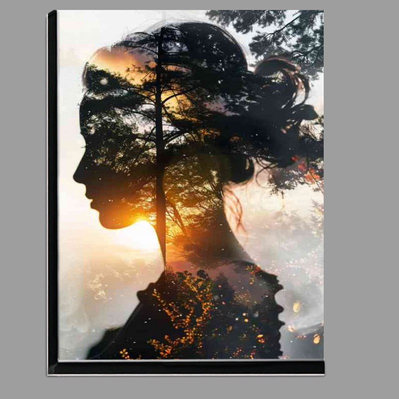 Buy Di-Bond : (Lady silhouette with sunrise and trees)