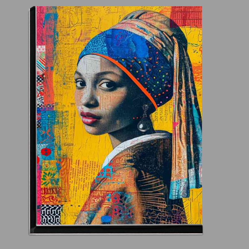 Buy Di-Bond : (Colorful painting of a woman with a pearl earring mixed art)