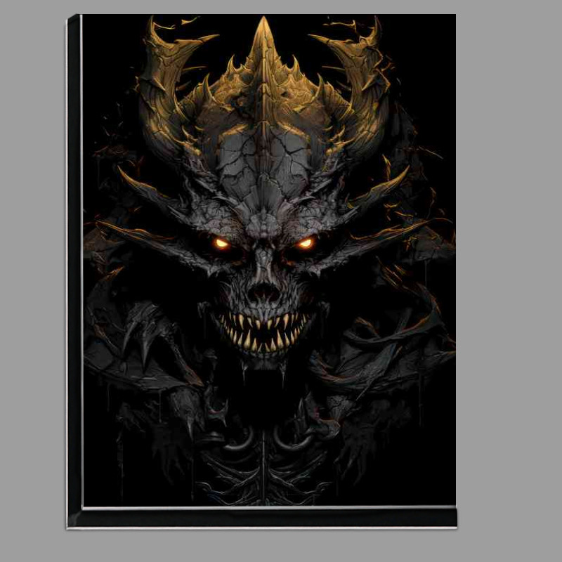 Buy Di-Bond : (Black dragon on a skull in the style of digital art)