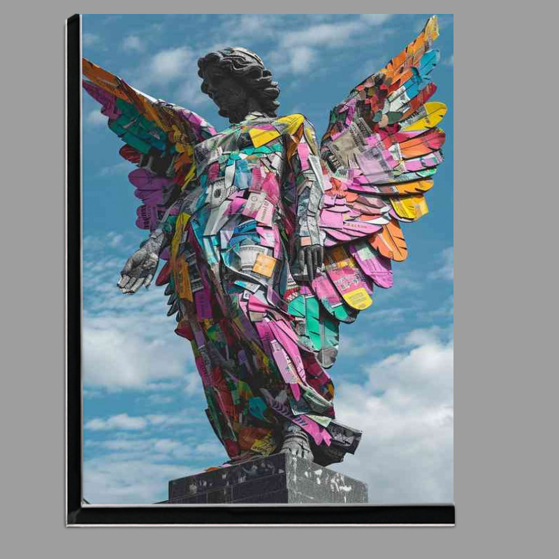 Buy Di-Bond : (A large black and white picture of a tattoo angel with cloudy sky)