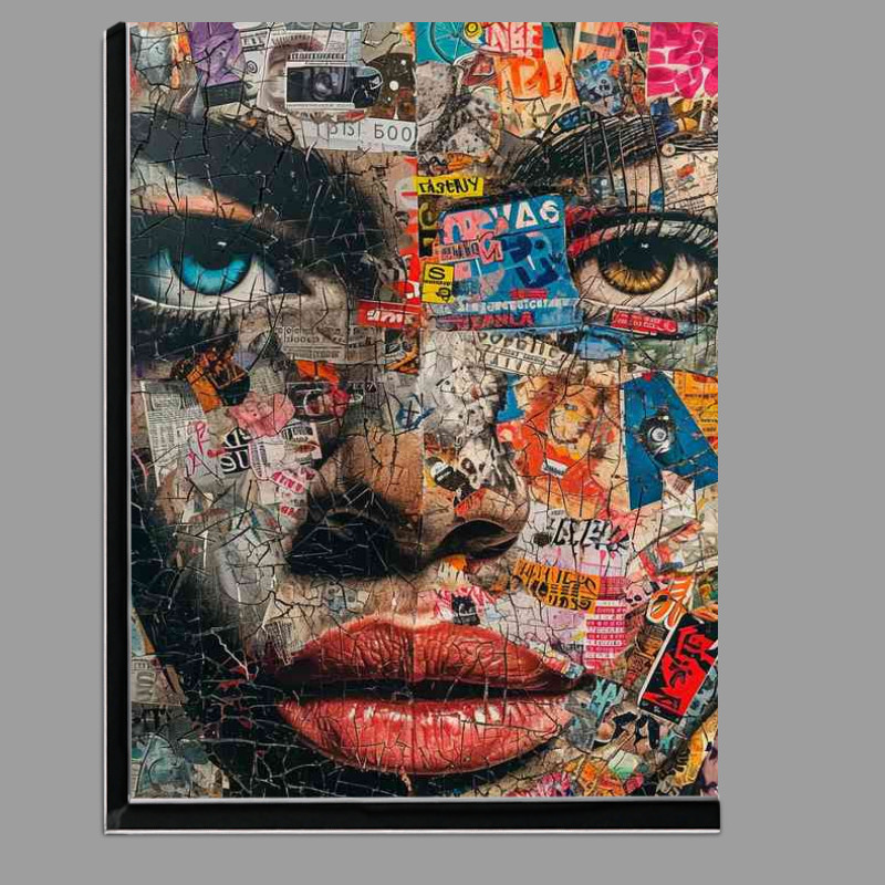 Buy Di-Bond : (A poster of a face covered in various stickers)