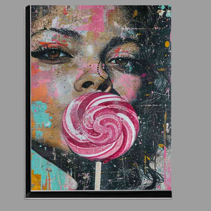 Buy Di-Bond : (A woman with a pink lollipop in a graffiti art style)