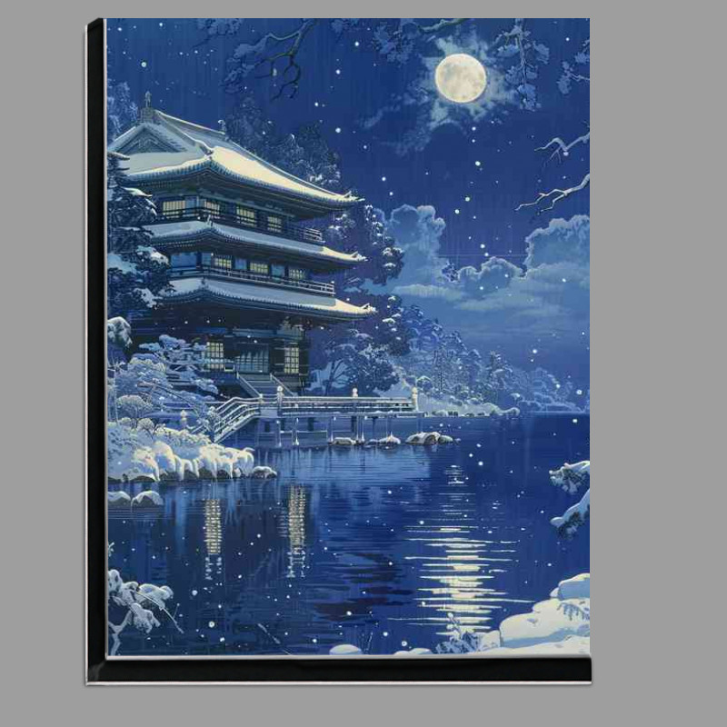 Buy Di-Bond : (Kawase Hasui snowcovered pagoda by the lake at night)