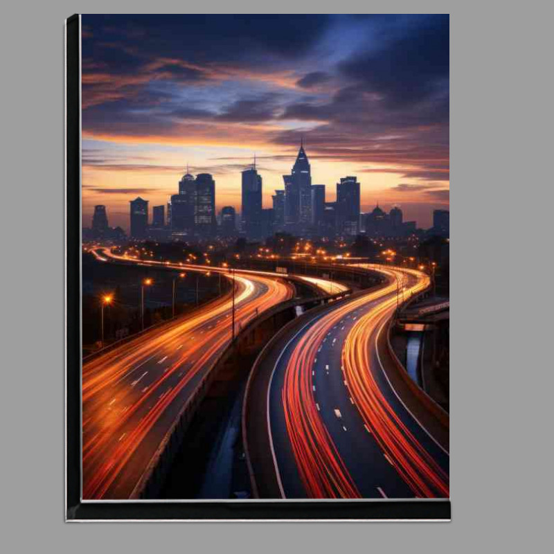 Buy Di-Bond : (Highway with lights in the dusk sky)