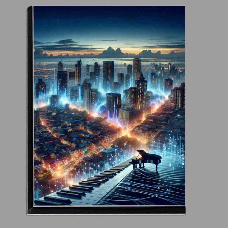 Buy Di-Bond : (Cityscape at dusk where buildings and streets pulse with the rhythm)