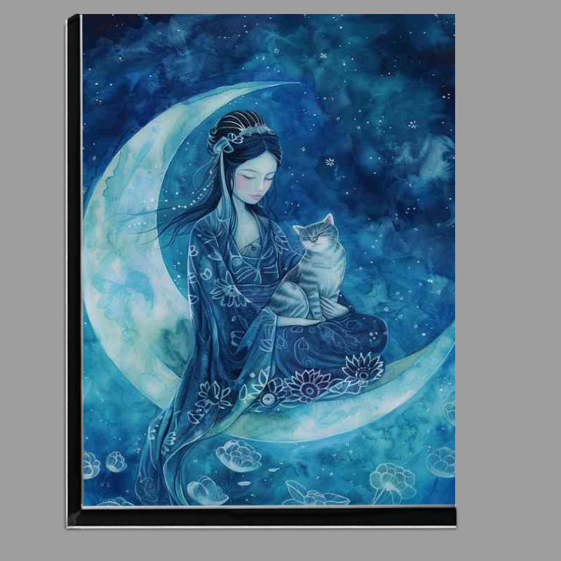 Buy Di-Bond : (Woman sits on the blue moon with a Cat)