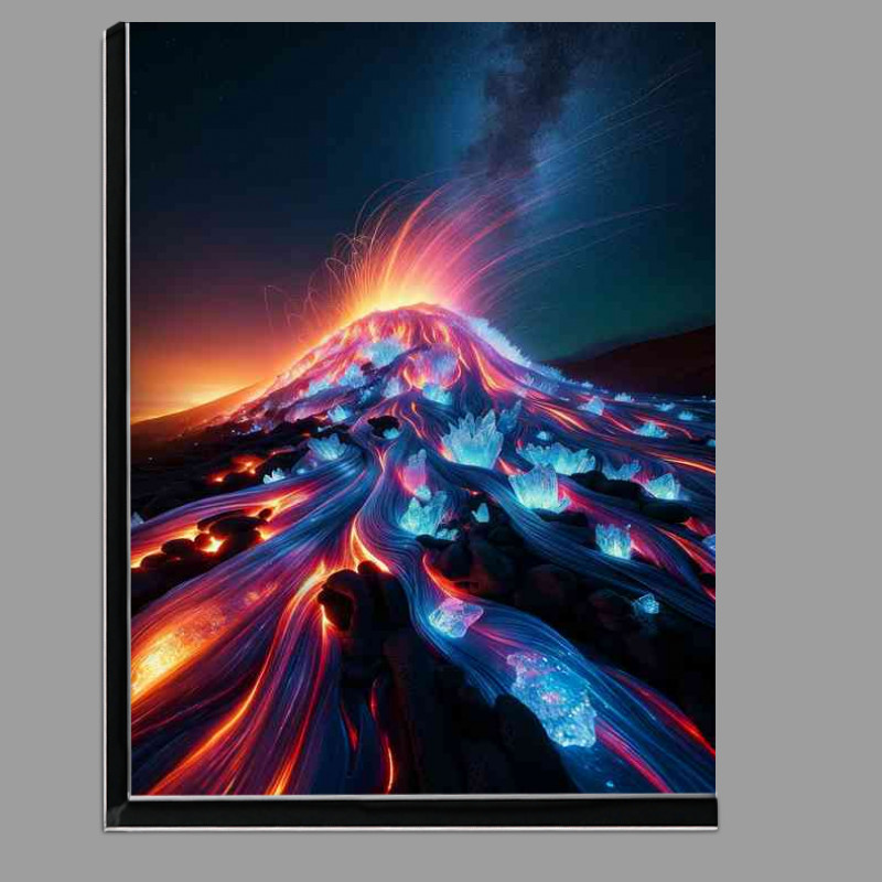 Buy Di-Bond : (Volcanic landscape at night where the lava flows)