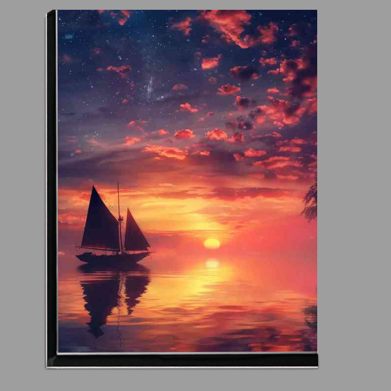 Buy Di-Bond : (Small boat in the sea with red skies)