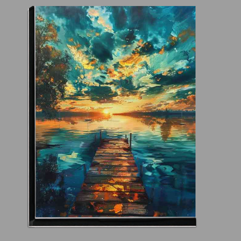 Buy Di-Bond : (The Jetty and blue lake painting style)