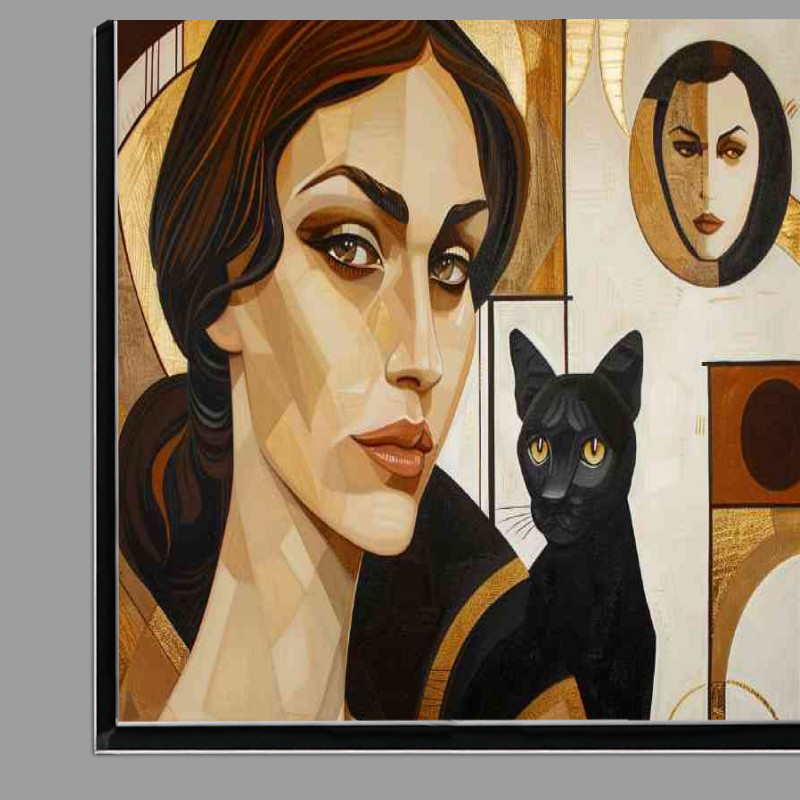 Buy Di-Bond : (Attractive woman with a black cat)