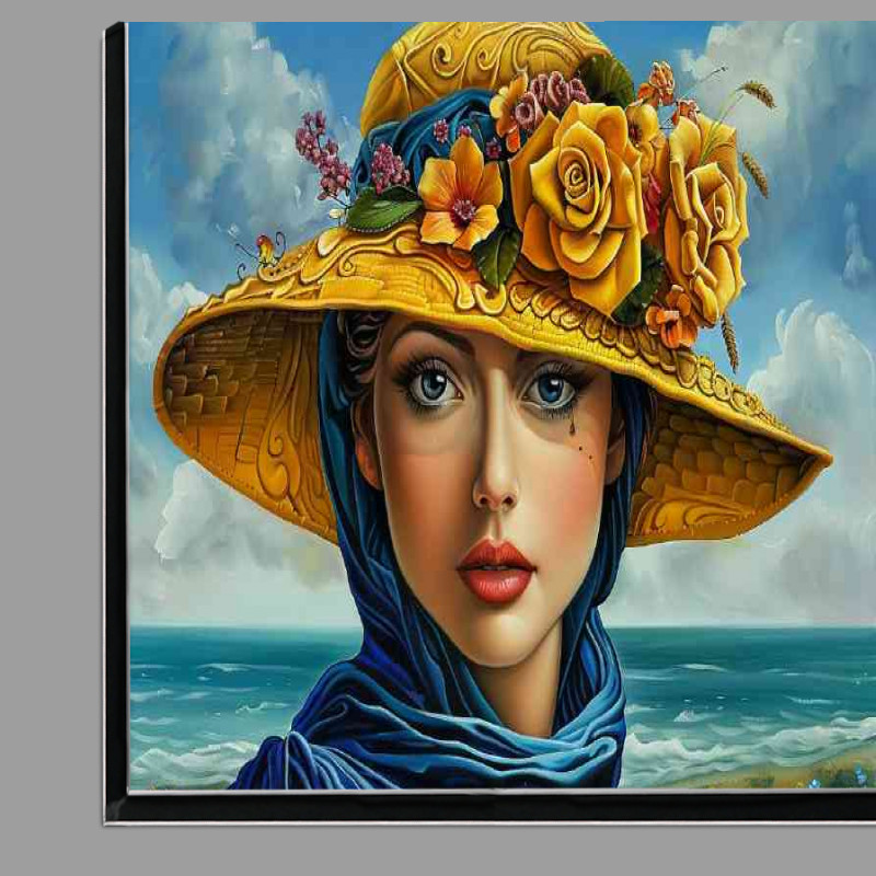 Buy Di-Bond : (Elegant woman with large eyes wearing yellow hat)
