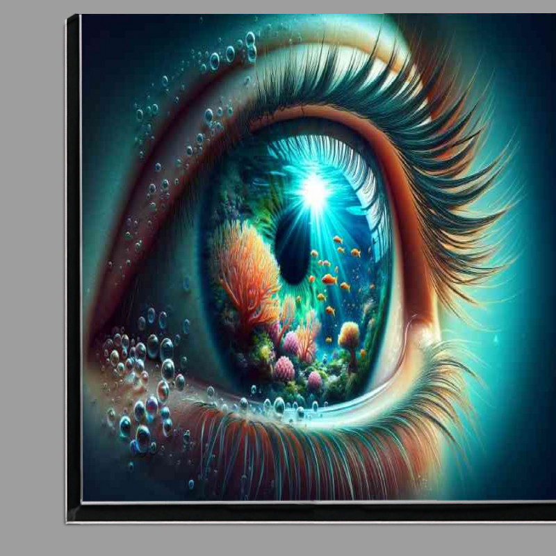 Buy Di-Bond : (Eye reflecting a deep ocean scene with a vibrant coral reef)