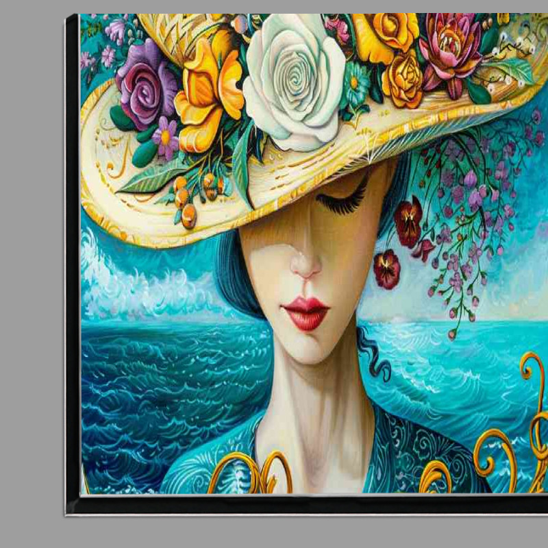 Buy Di-Bond : (woman with flowers in her hat painting)