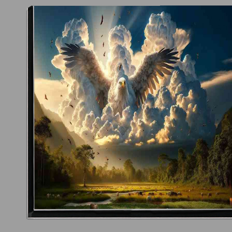 Buy Di-Bond : (Breathtaking thick white clouds Eagle in the sky)