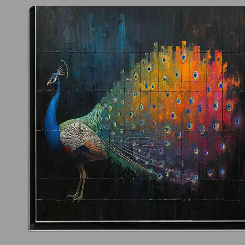 Buy Di-Bond : (Painted peacock street art on a wall)