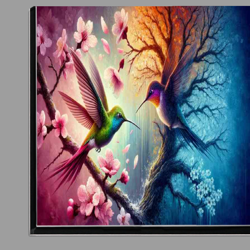 Buy Di-Bond : (Two hummingbirds one radiating with vibrant spring colors)